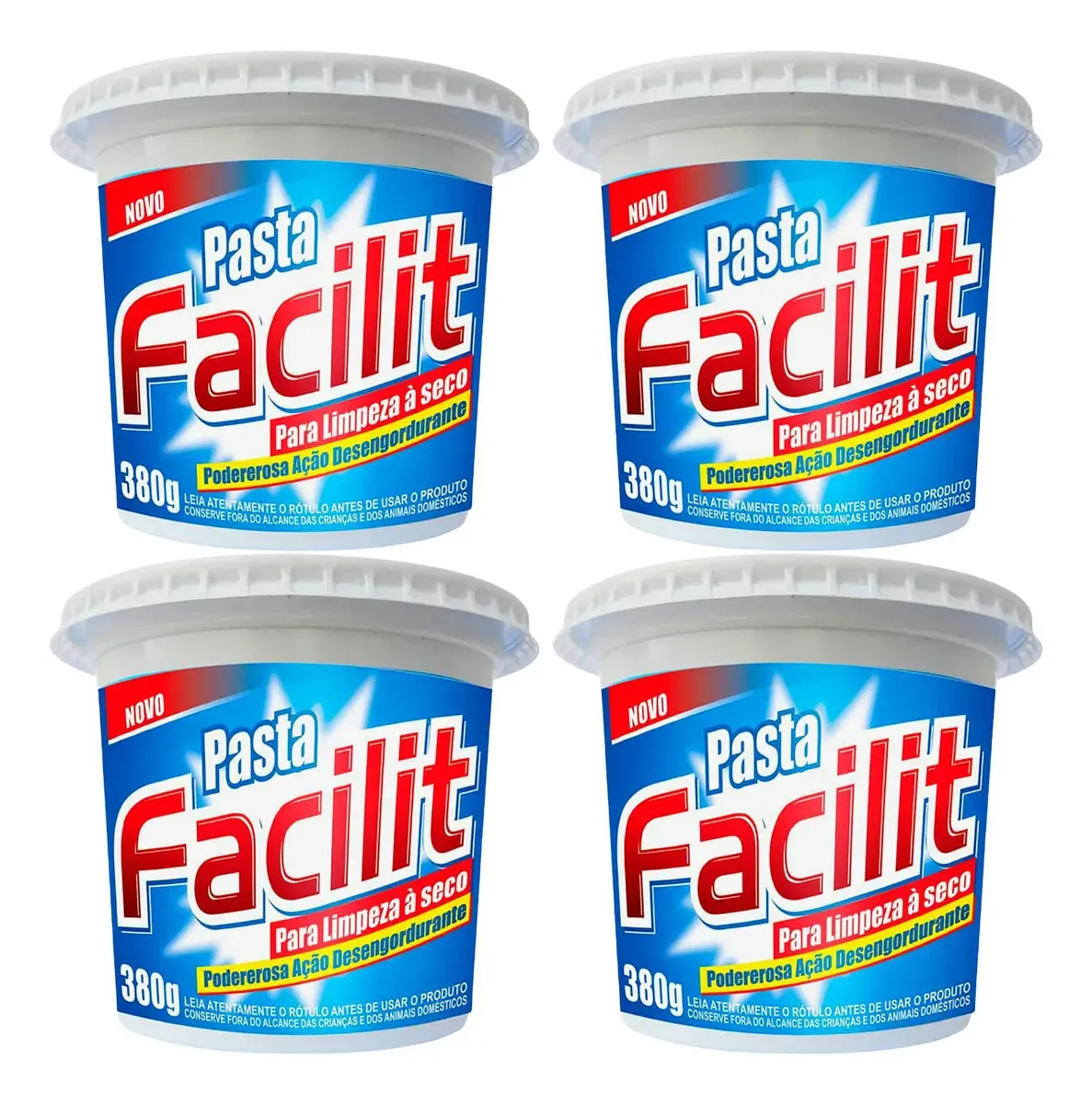Kit 4 Pasta Limpeza Seco Facilit 380g Computador Impressora