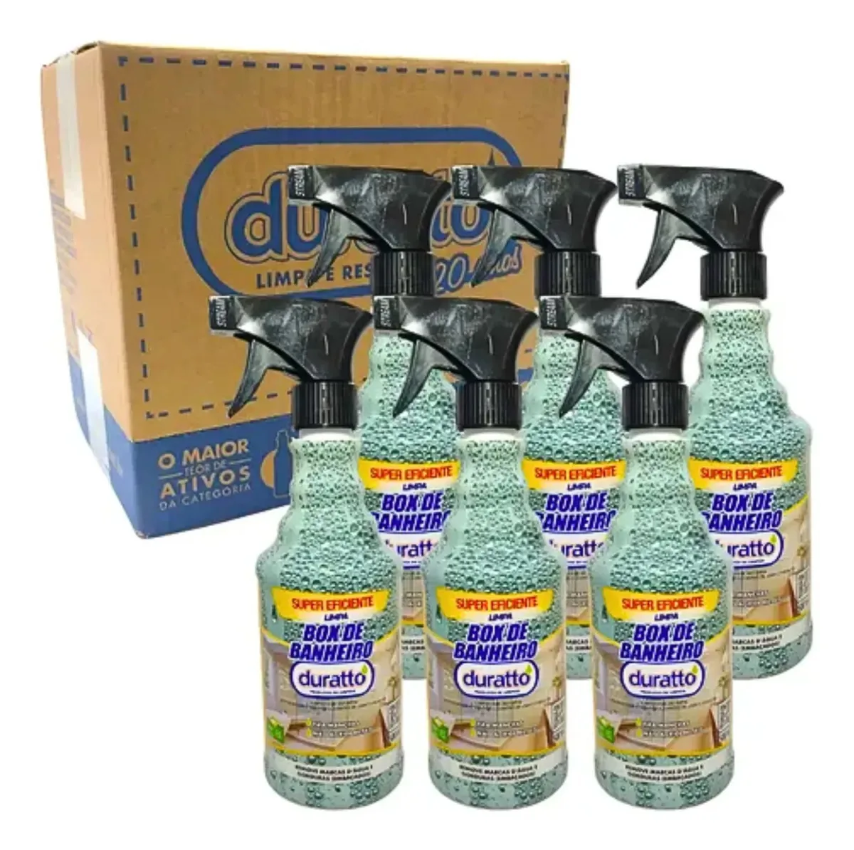 Caixa 6 Limpa Box Banheiro Duratto 500ml Gatilho Aplicador