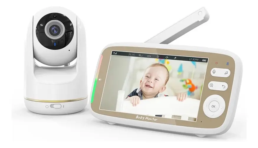 Babá eletrônica sem fio TakTark VB803 com câmera voltagem -branco
