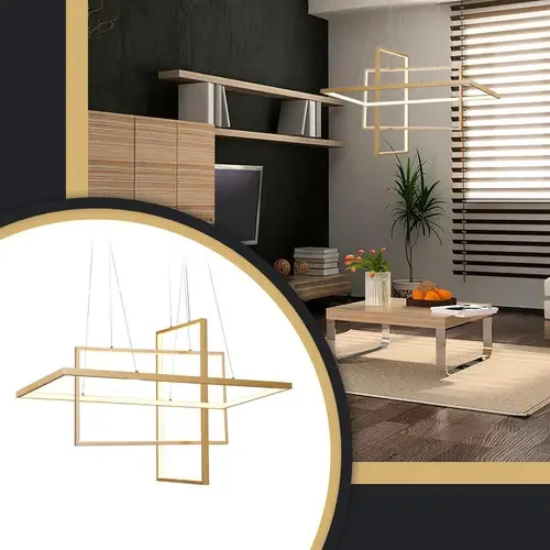 Pendente Retangulos 100x20 Dourado - Sindora