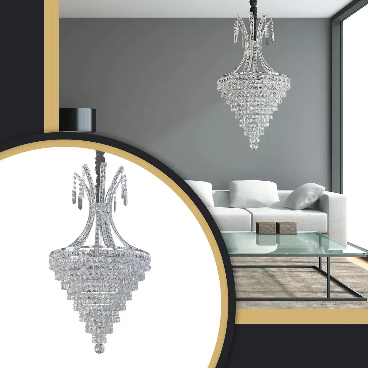 Lustre Cacho Com Cristais Mantra