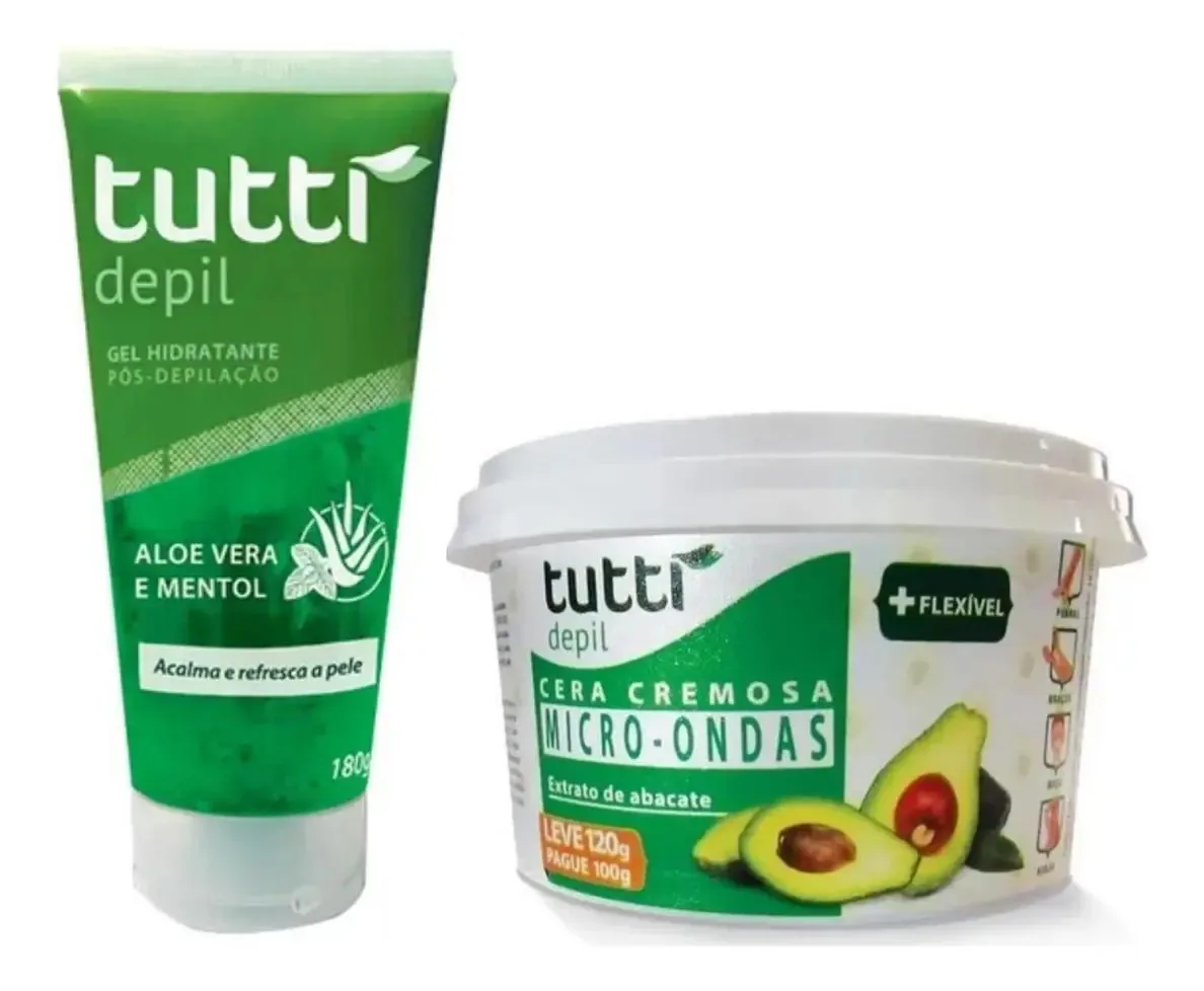 Kit Cera De Abacate 120g + Gel Pós Depilação Aloe Vera 180g