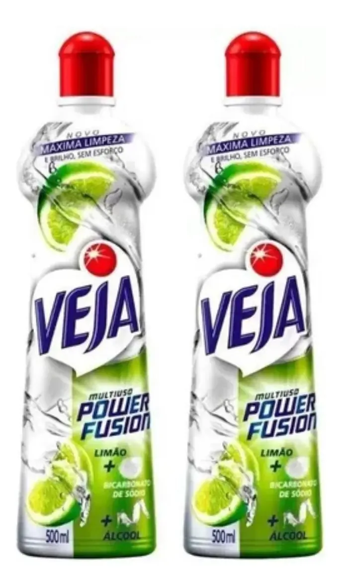 Kit 2 Limpadores Multiuso Veja Power Fusion Limao 500ml Cada