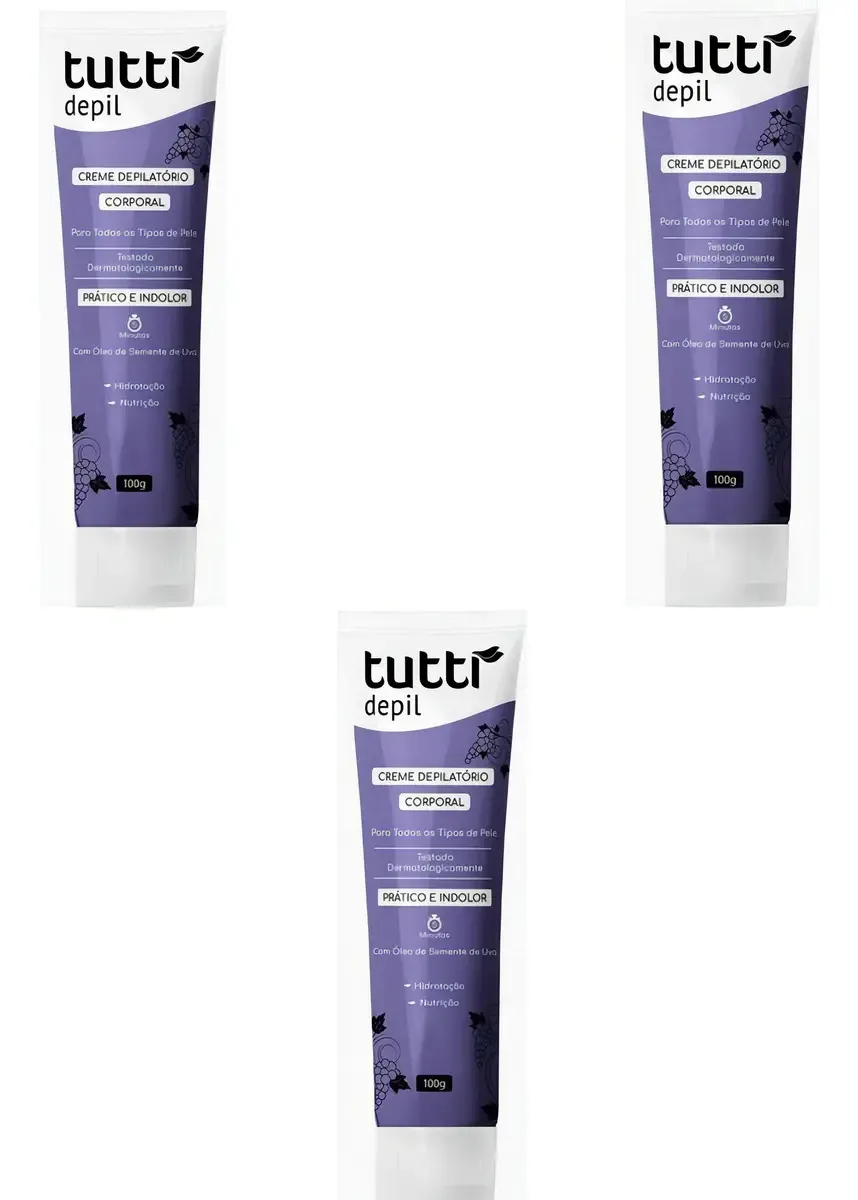 Kit 3 Creme Tutti Semente De Uva 100g Depilação Corporal