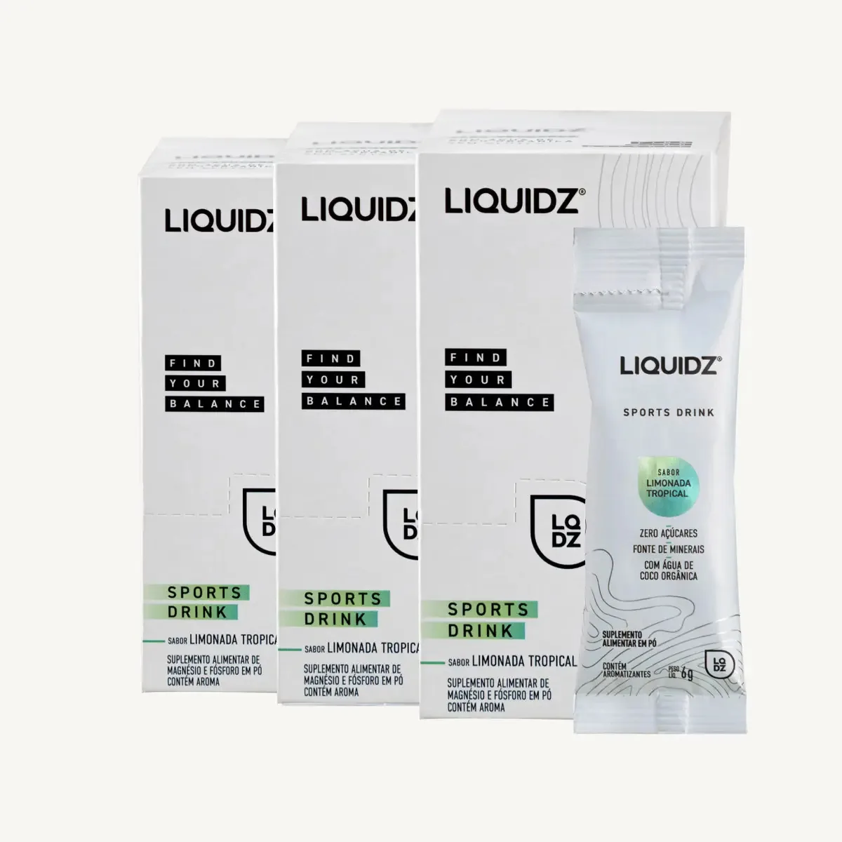 LIQUIDZ® Eletrólitos Zero Açúcar Limonada Tropical 42 Sachês