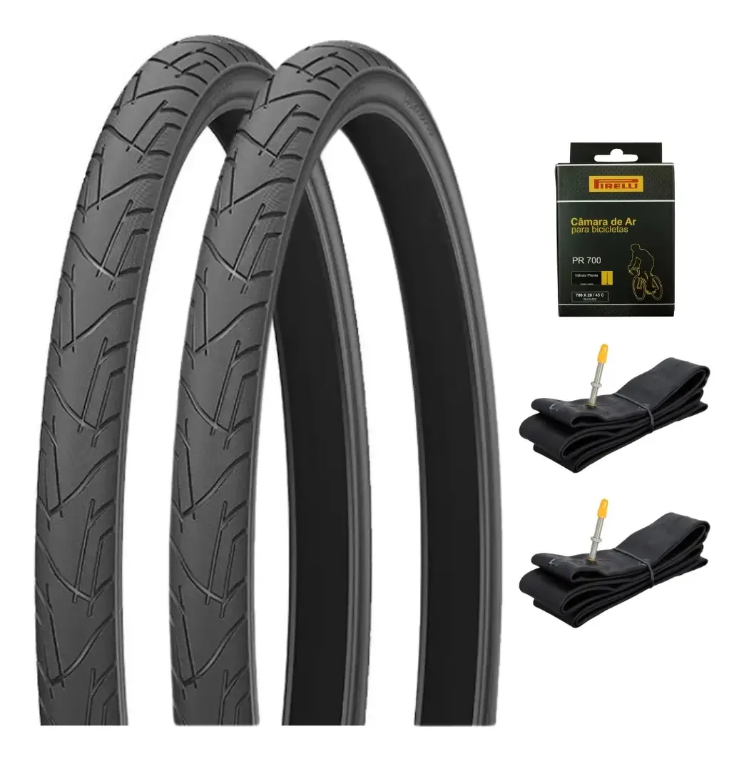 Par Pneu 700x32 29 Levorin Praieiro Urbano + Câmaras De Ar Cor Preto