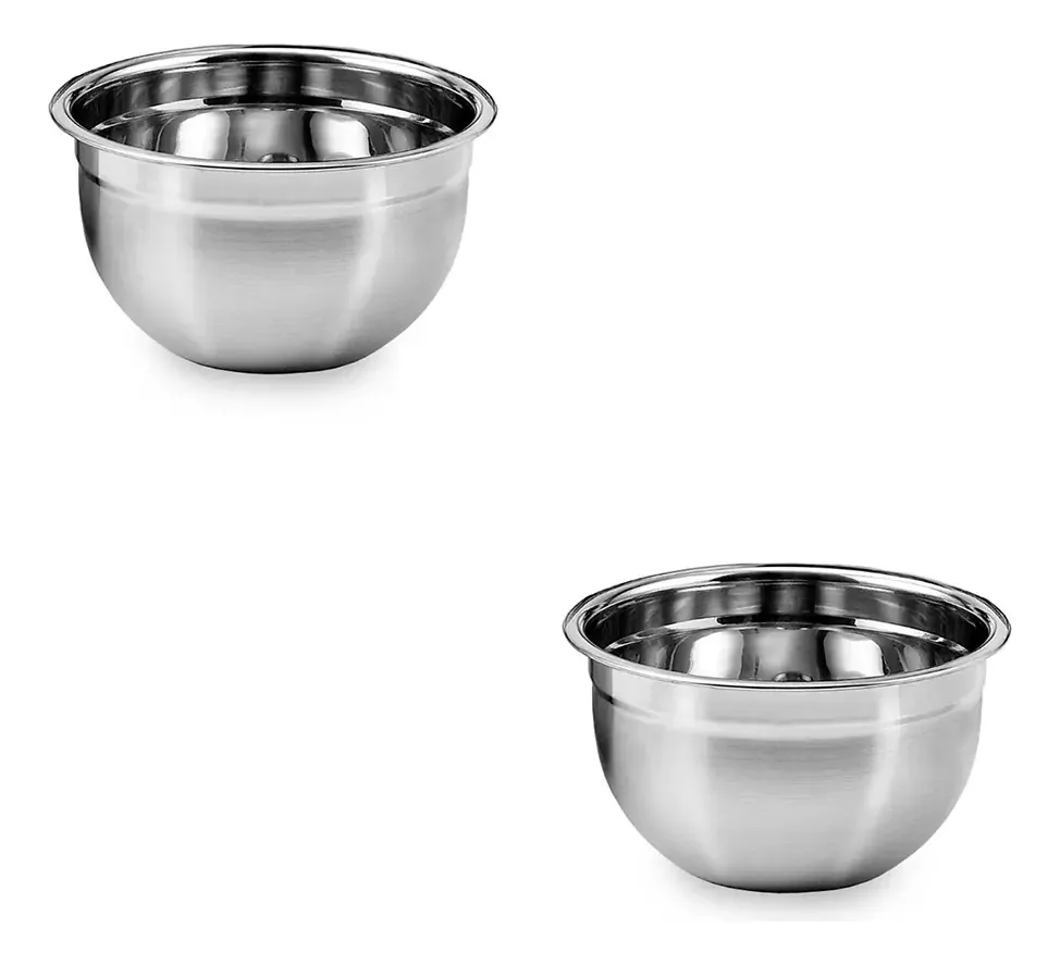 Kit 2 Tigelas Mixing Bowl - 26x14cm 3600ml Cor Inox