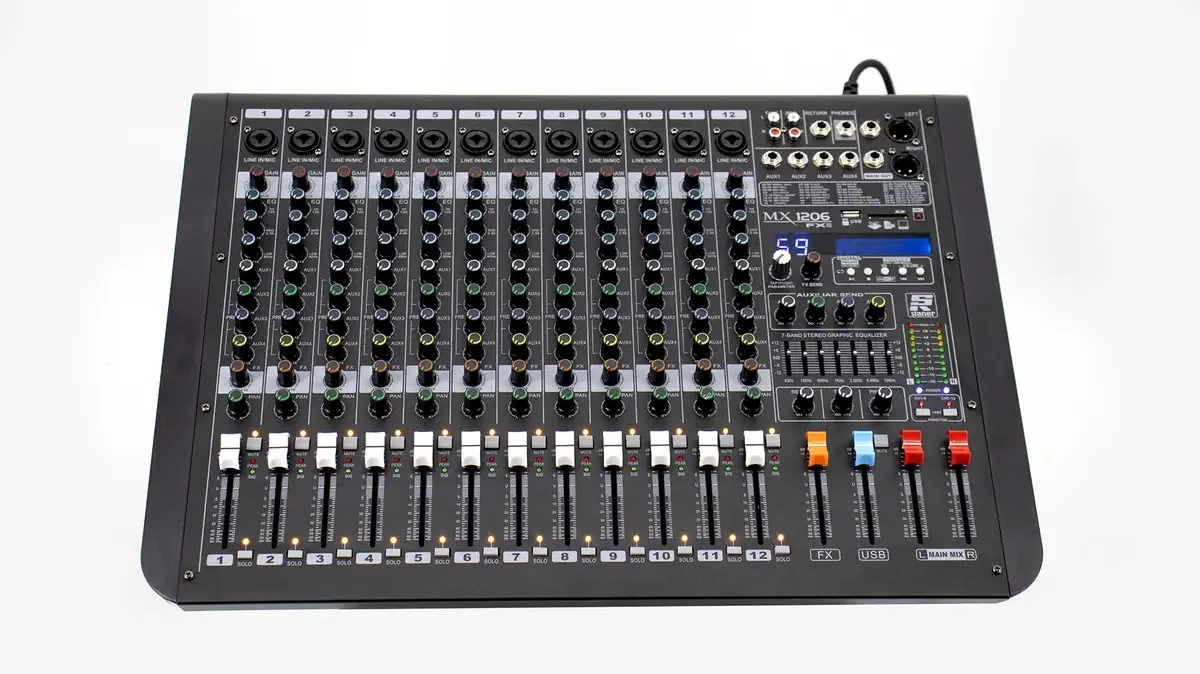 Mesa de Som Analógica Staner MX 1206 FX 12 Canais com Efeitos e Phantom Power