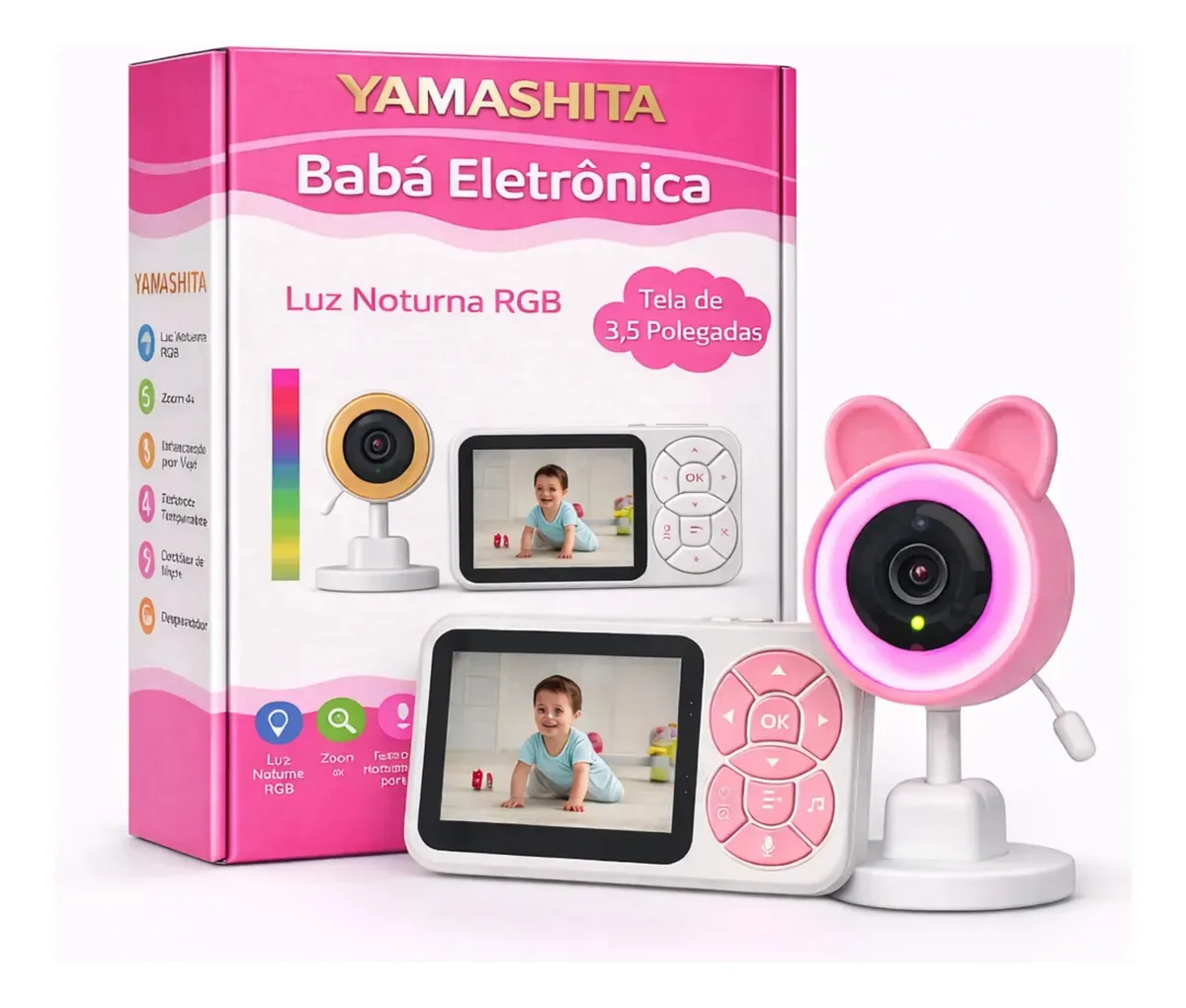 Babá Eletrônica Com Monitor S/fio Visão Noturna Vídeo E Som Mais Vendido