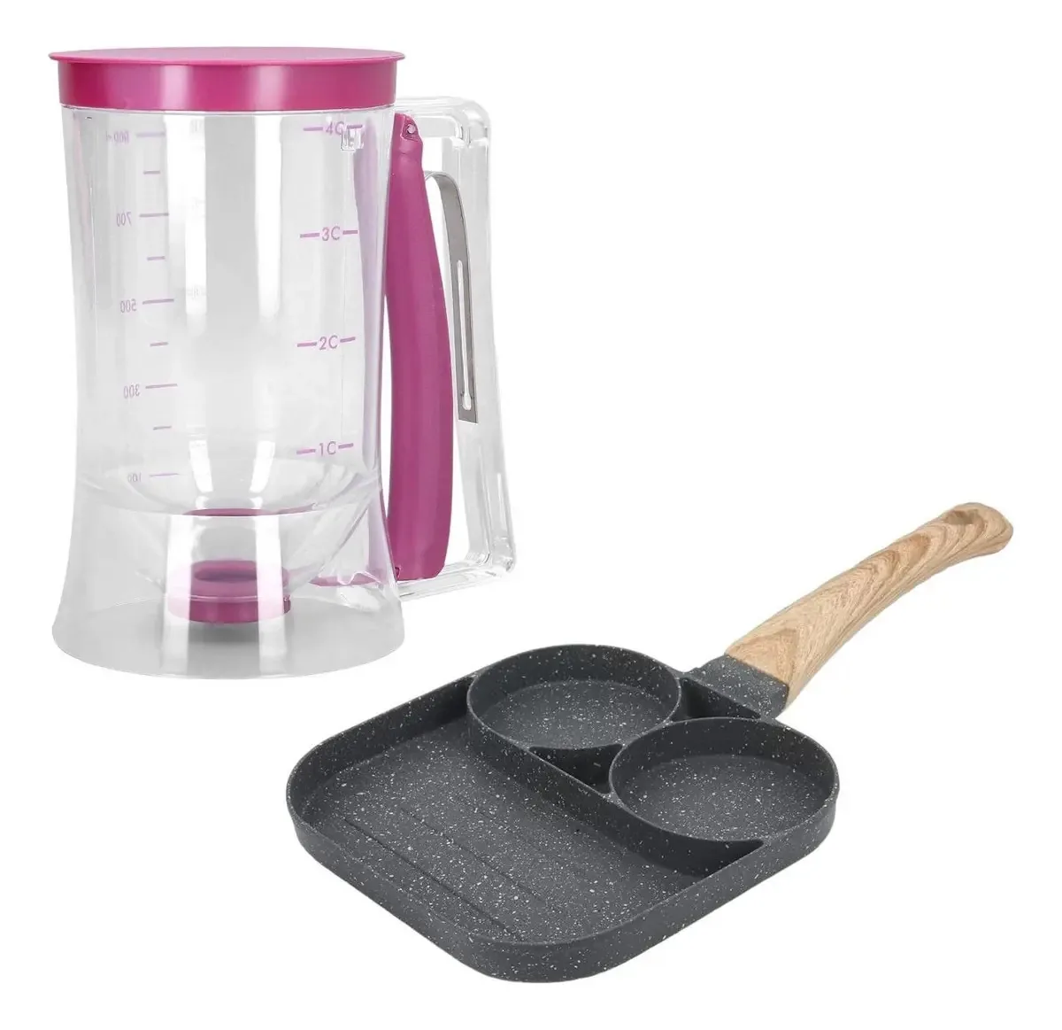 Dispenser De Massas 900ml + Frigideira 3 Divisórias Panqueca