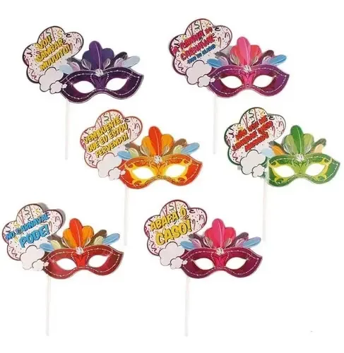 Placa Mascara Carnaval Frases C/6