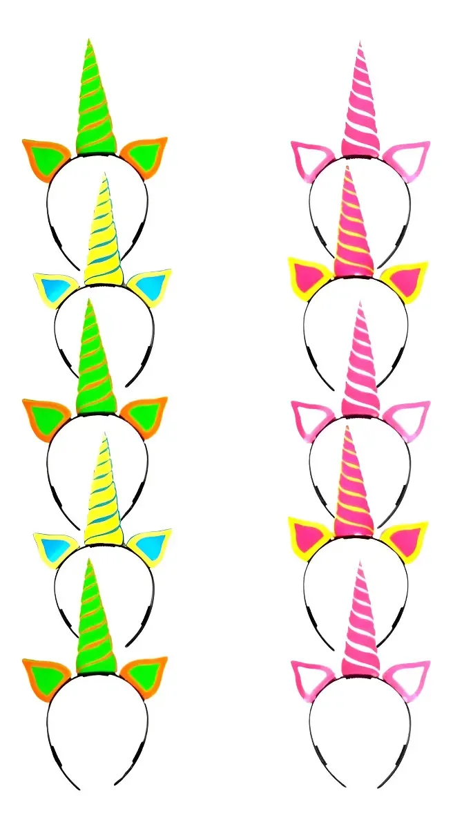 10 Tiaras Unicórnio C/ Chifre Para Festas Carnaval Fantasias