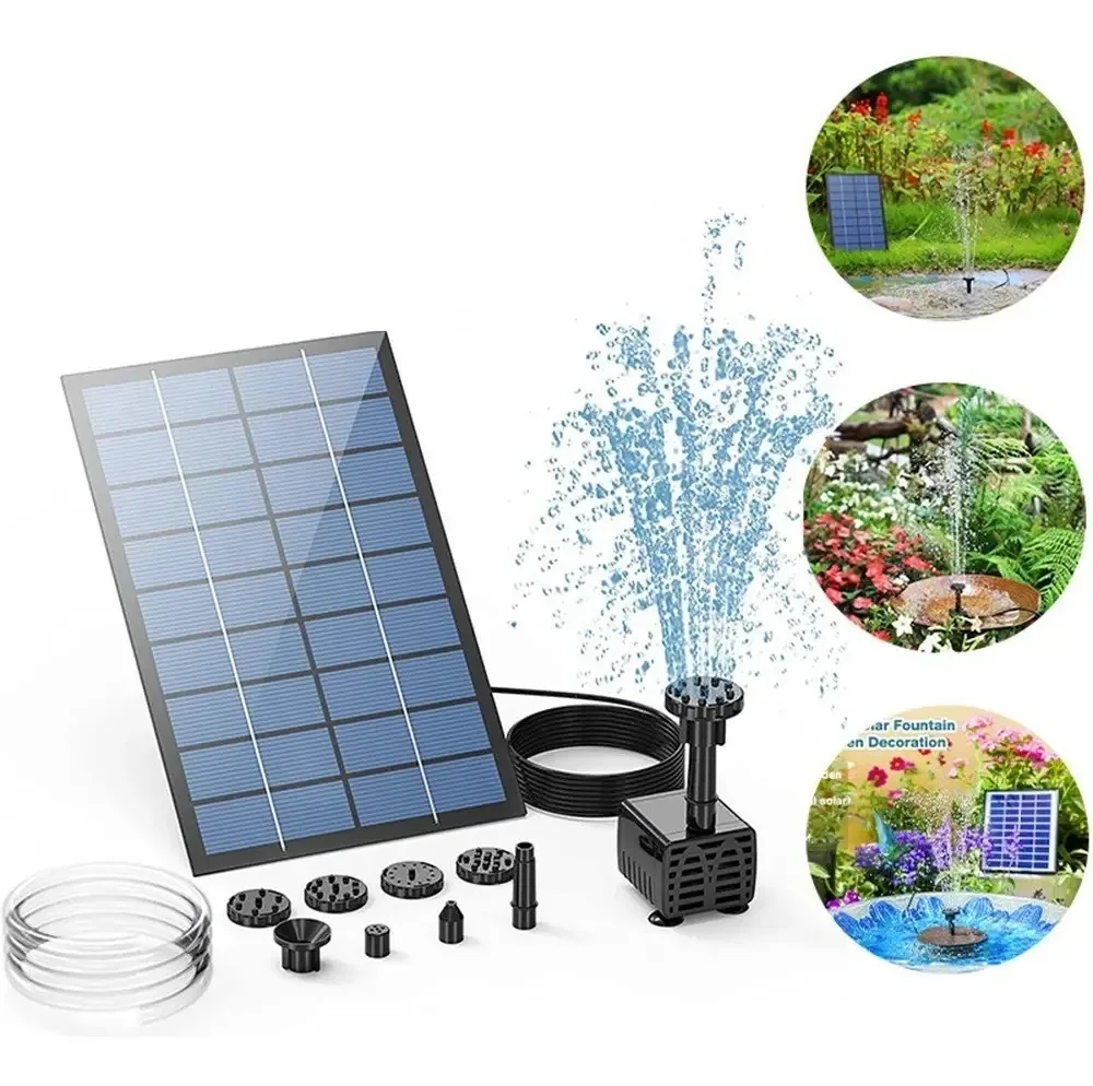 Bomba De Agua Solar Para Lagos E Fontes 6 Bocais No Brasil Cor Preta