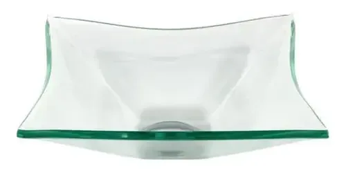 Cuba Quadrada De Vidro 34cm Incolor Para Banheiro