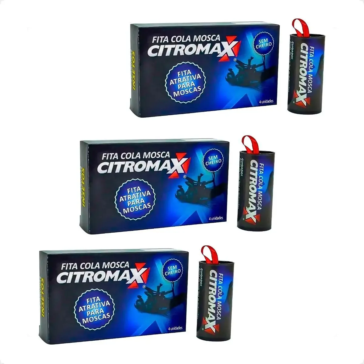 Kit 3 Fita Cola Mosca Citromax Adesiva Pega Insetos - 78cm