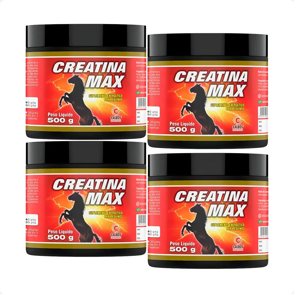 4 Creatina Max Calbos Suplemento Para Cavalos Atletas - 500g