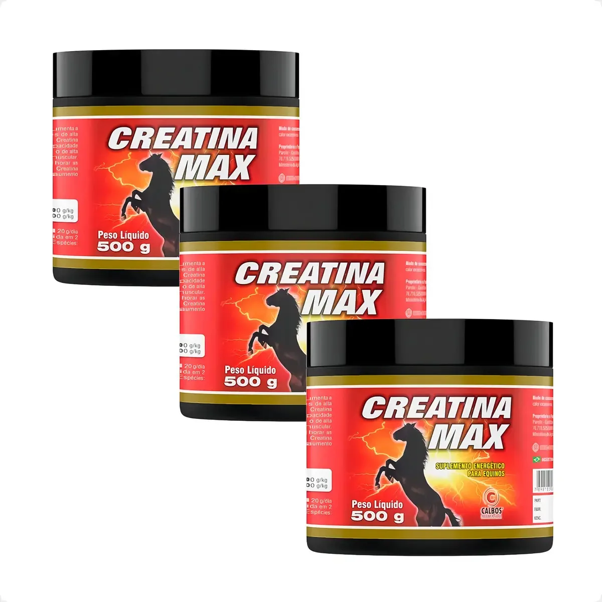 3 Creatina Max Calbos Suplemento Para Cavalos Atletas - 500g