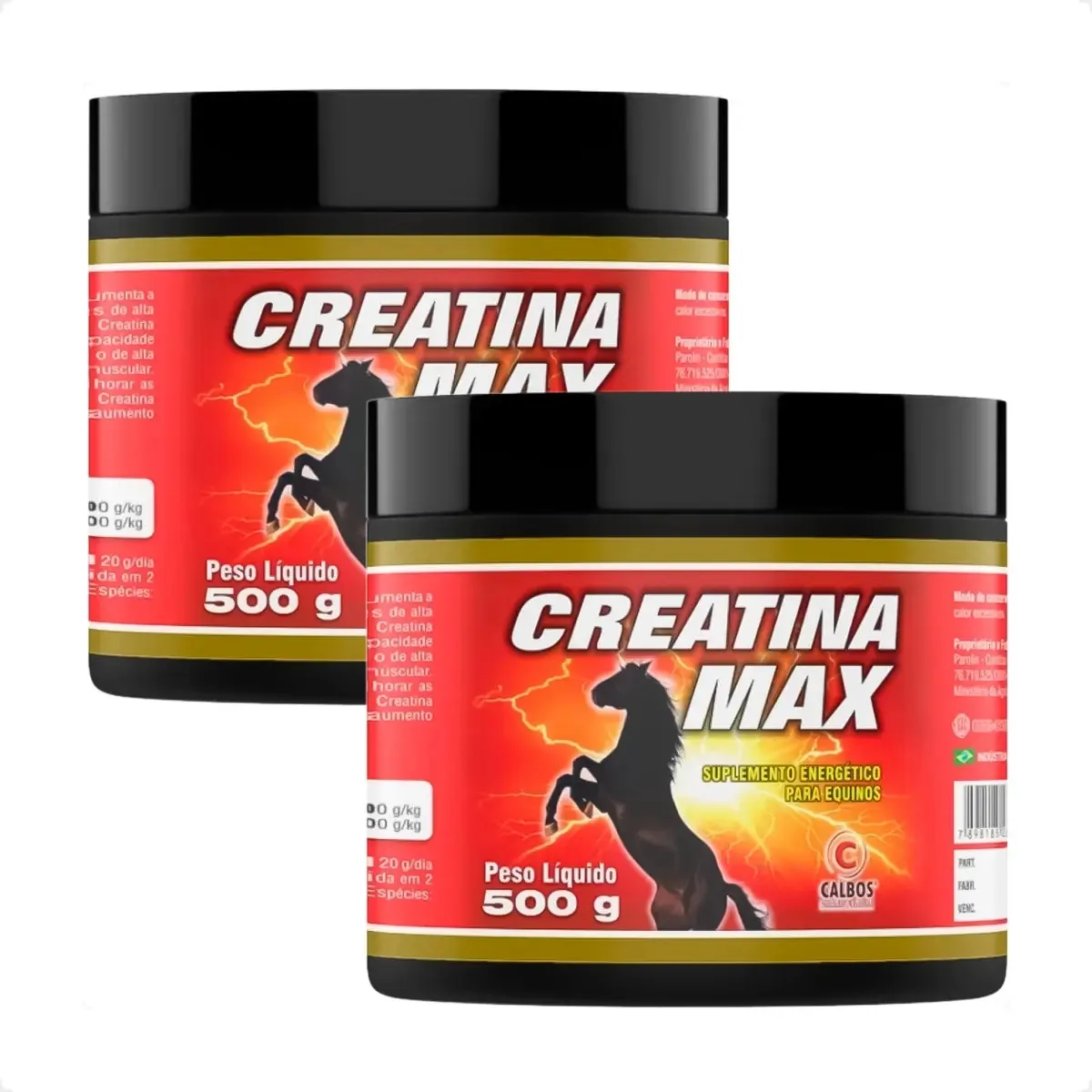 2 Creatina Max Calbos Suplemento Para Cavalos Atletas - 500g