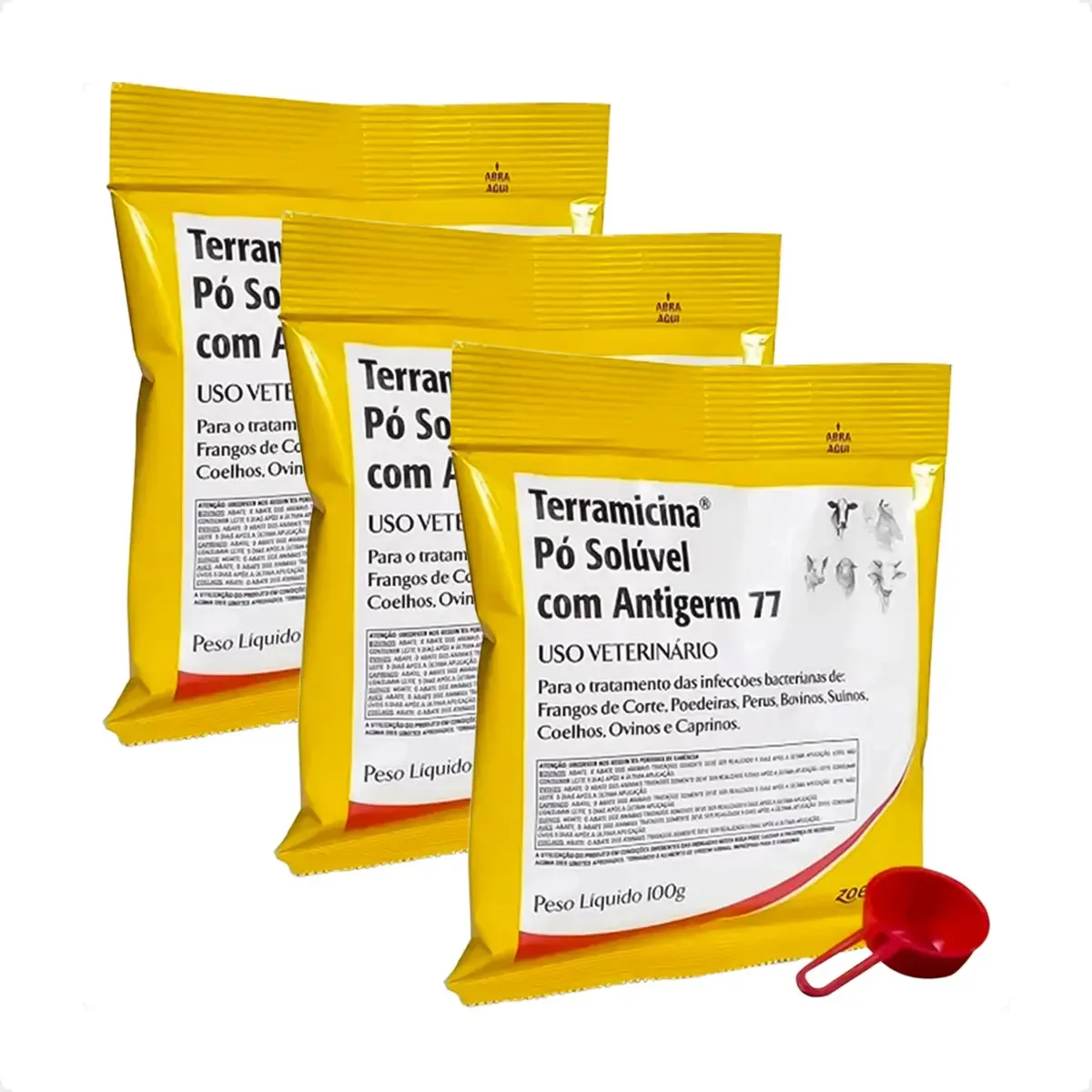 Terramicina Pó Solúvel Zoetis 100g Tratamento Bovinos Suínos Aves
