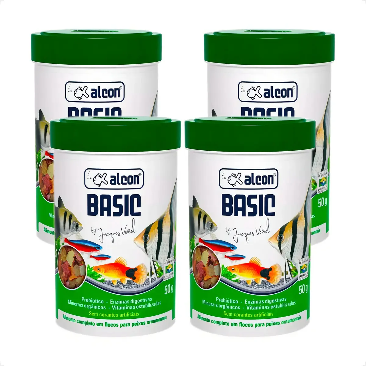 4 Ração Alcon Basic Peixes Alimento Peixes Ornamentais - 50g