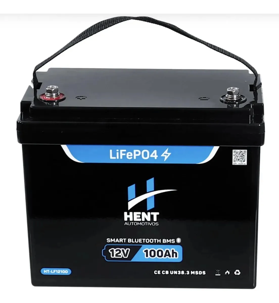 Bateria LifePO4 12V 100Ah Bluetooth 4000 Ciclos Hent Automotivos