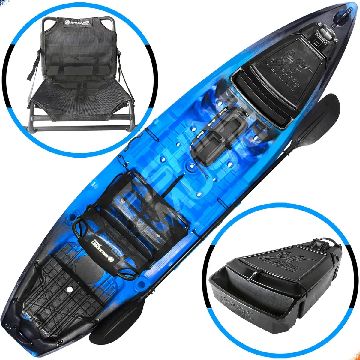 Caiaque Combat Fishing Box Cadeira E Remo Brudden Náutica Cor Safira
