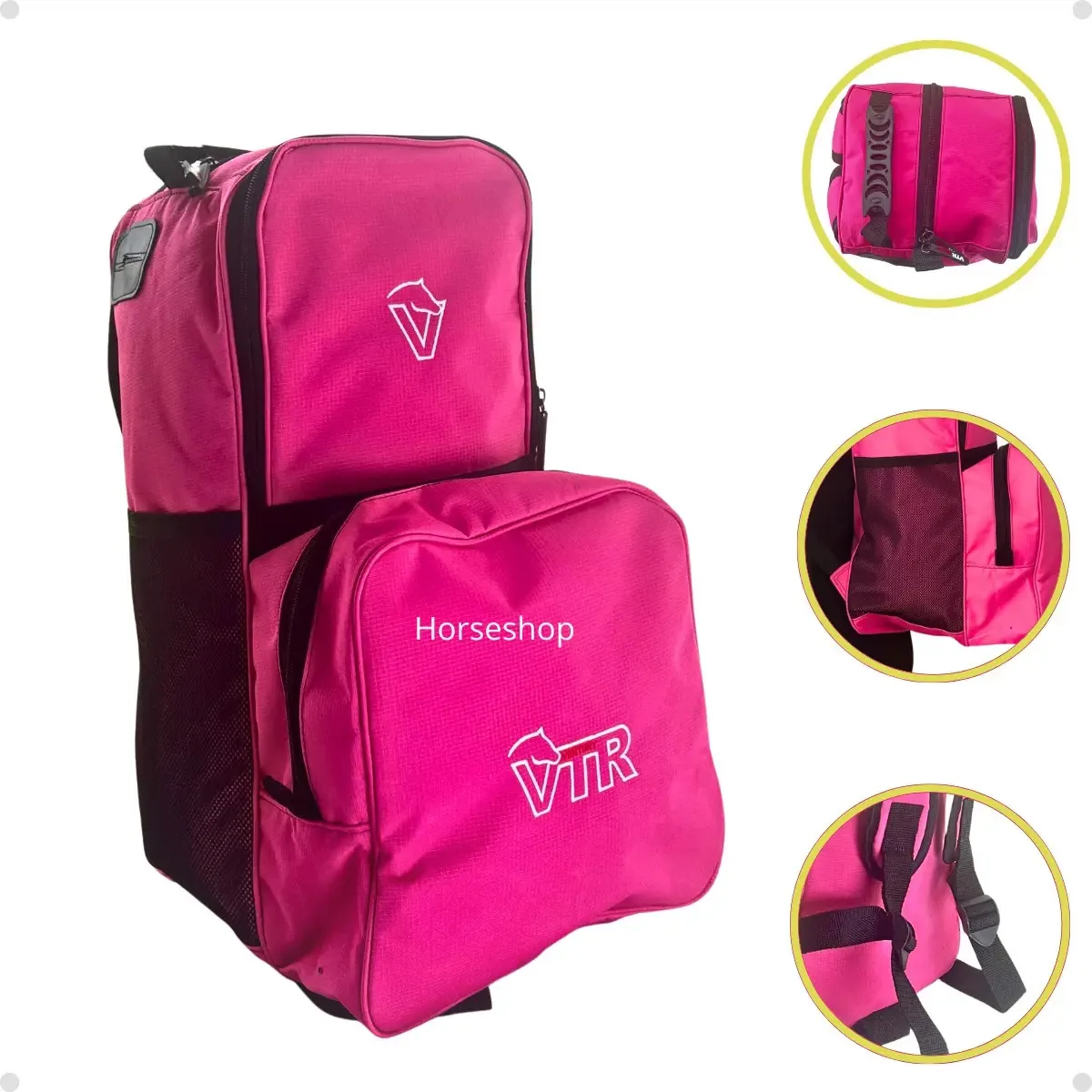 Mochila Hípica Vtr Ventury Rosa Porta Capacete e Bota Equitação