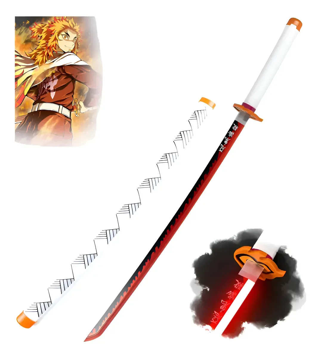 Katana De Led Recarregável Demon Slayer Kyojuro Rengoku Branca