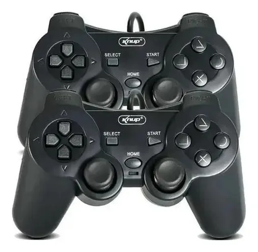 2 Controles Knup Para Playstation 2 Com Fio Preto Joystick Px