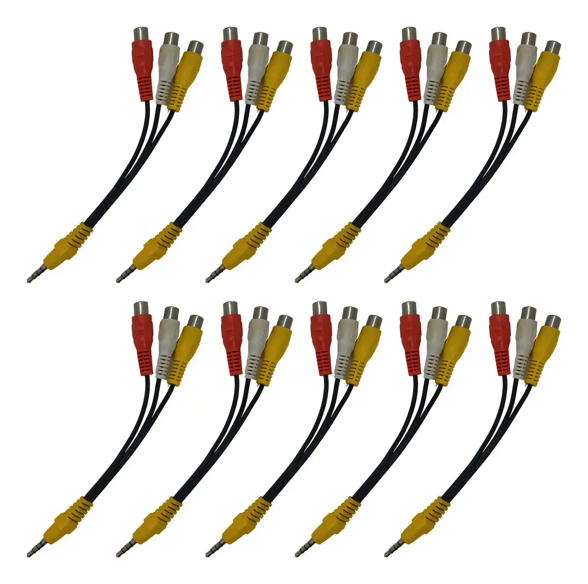 Kit Com 10 Cabo P2 P/ 3 Rca Fêmea Para Áudio E Vídeo Tv Av