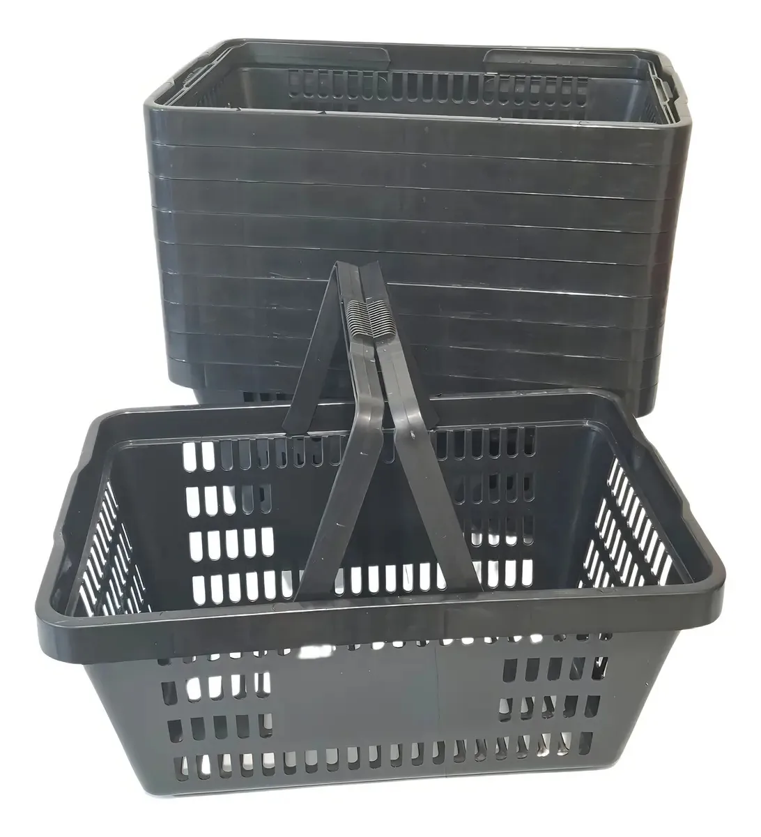 Kit 10 Cestas Plásticas Plastex Autoatendimento 16L Preto
