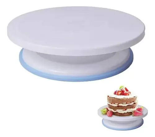 Base giratória de plástico branco para bolos