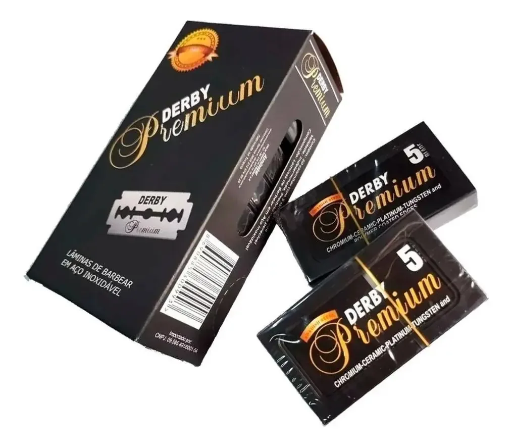 Lâminas De Barbear Derby Premium Black 50 Unidades