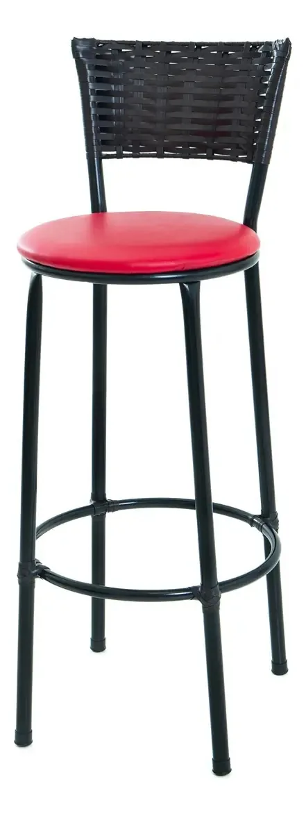Banqueta Alta Tendencia Junco Tabaco Cozinha Bistrô Cor Vermelho