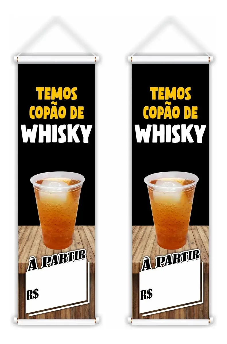 Kit 2 Banner Faixa Placa Temos Copão Whisky Anúncio