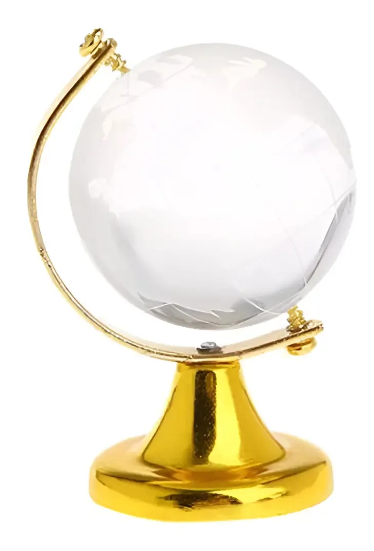 Mini Globo Terrestre Giratório Plástico Laser Elegance Gold 4cm