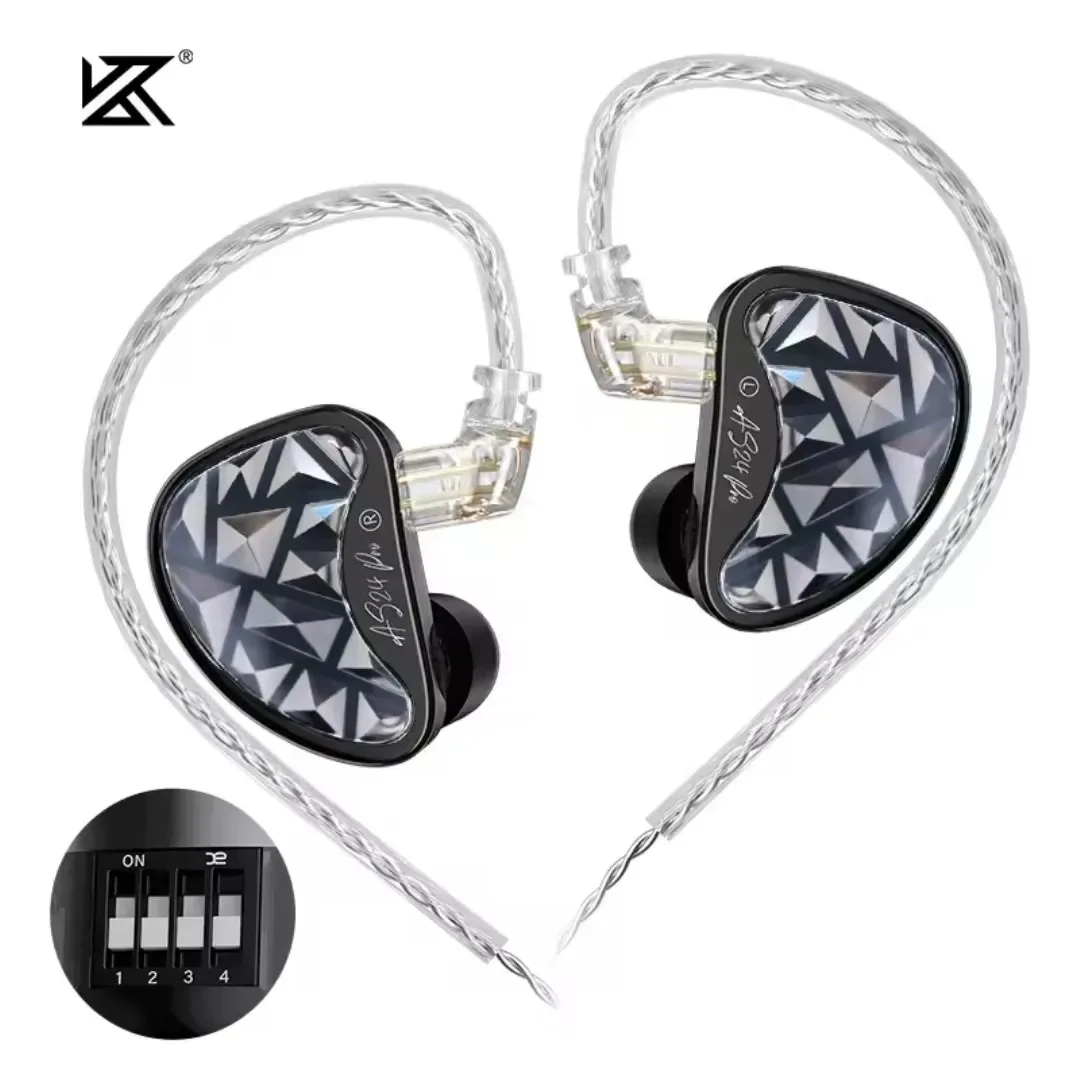 Fone De Ouvido Kz As24 Pro In Ear Retorno Palco 24 Drivers Preto
