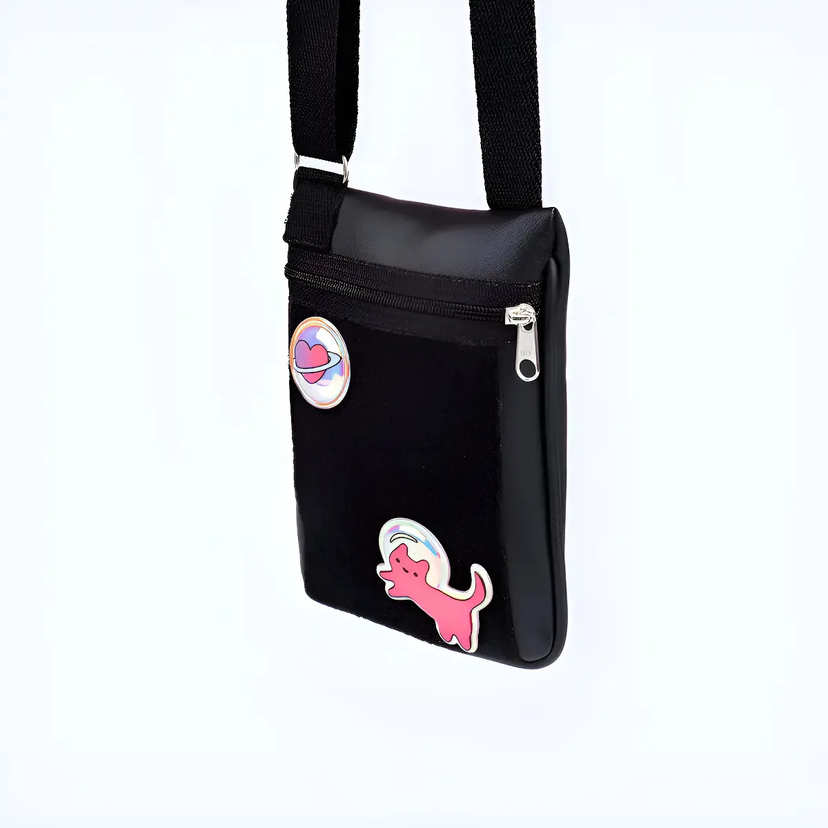 Bolsa Infantil Feminina Patchs Preta