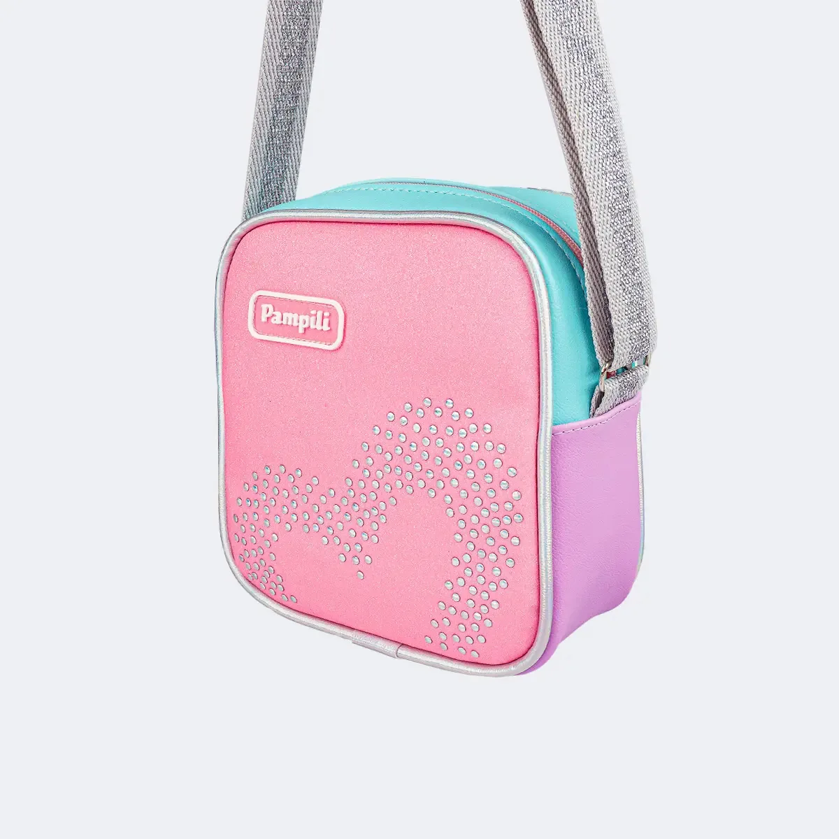 Bolsa Infantil Coração Tachinhas Glitter Pampili Cor Colorido