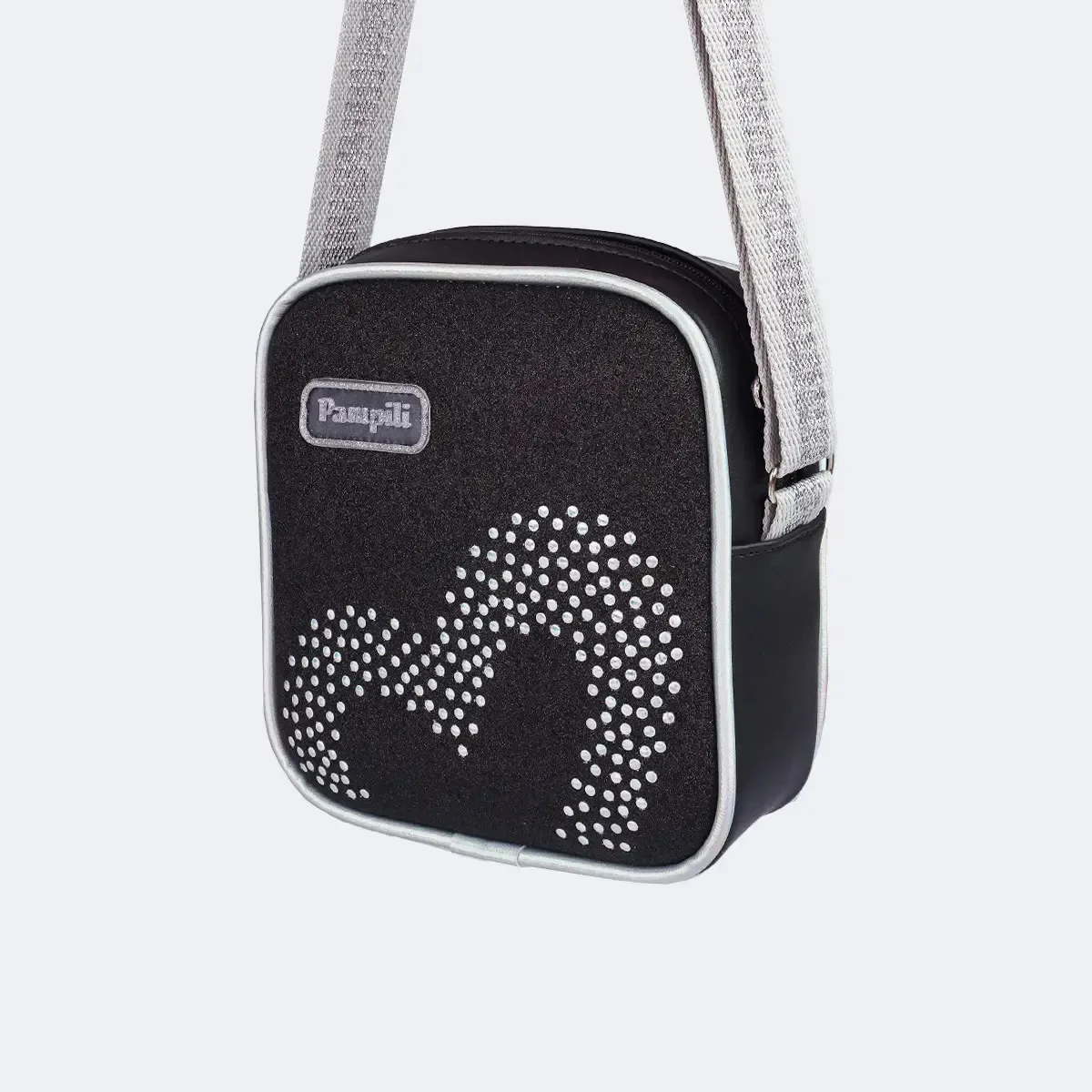 Bolsa Infantil Coração Tachinhas Glitter Pampili Cor Preto