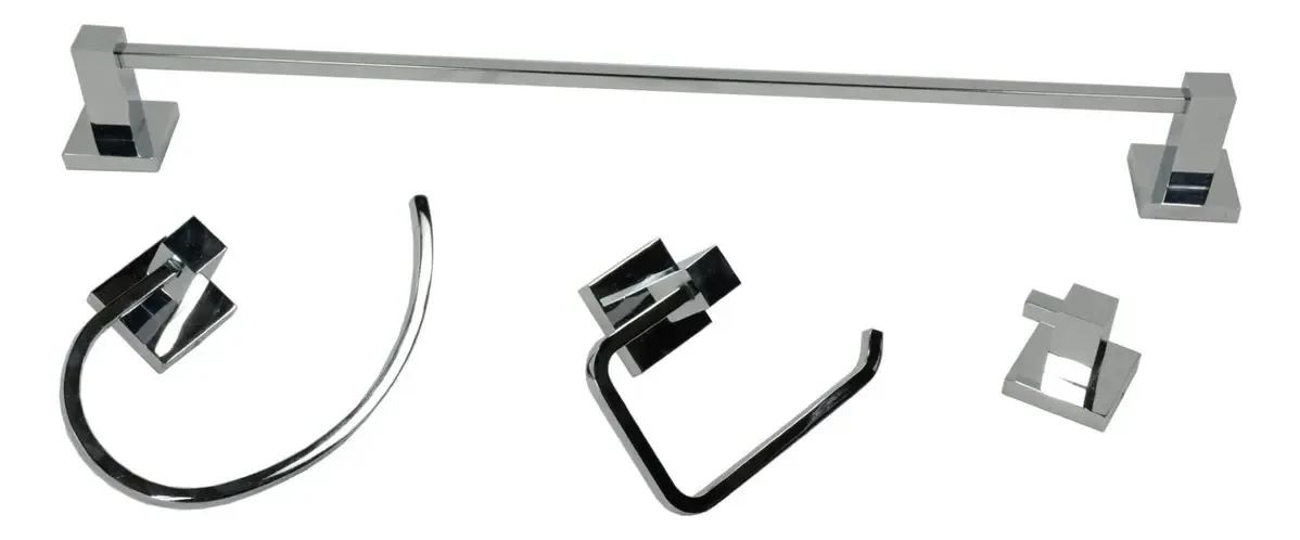 Kit Acessórios Para Banheiro Quadrado 4 Peças Dc-7102