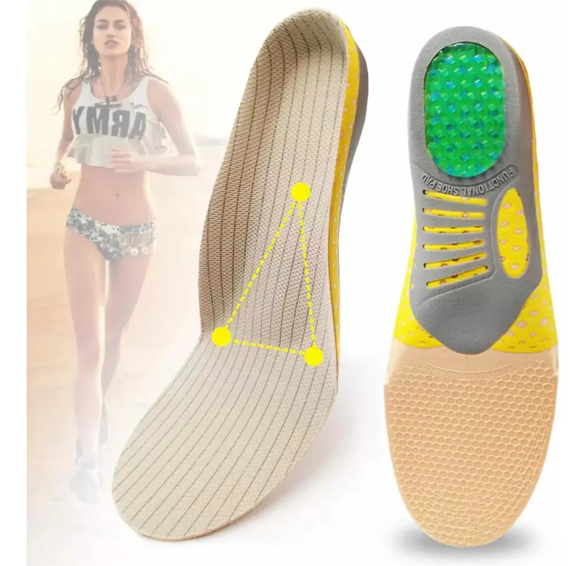Palmilha Macia Anti Dor Para Tratamento Da Fascite Plantar Cor Nude Tamanho da palmilha 1Par 41a46