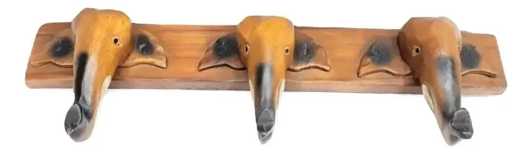 Cabideiro De Elefantes Entalhado 50cm