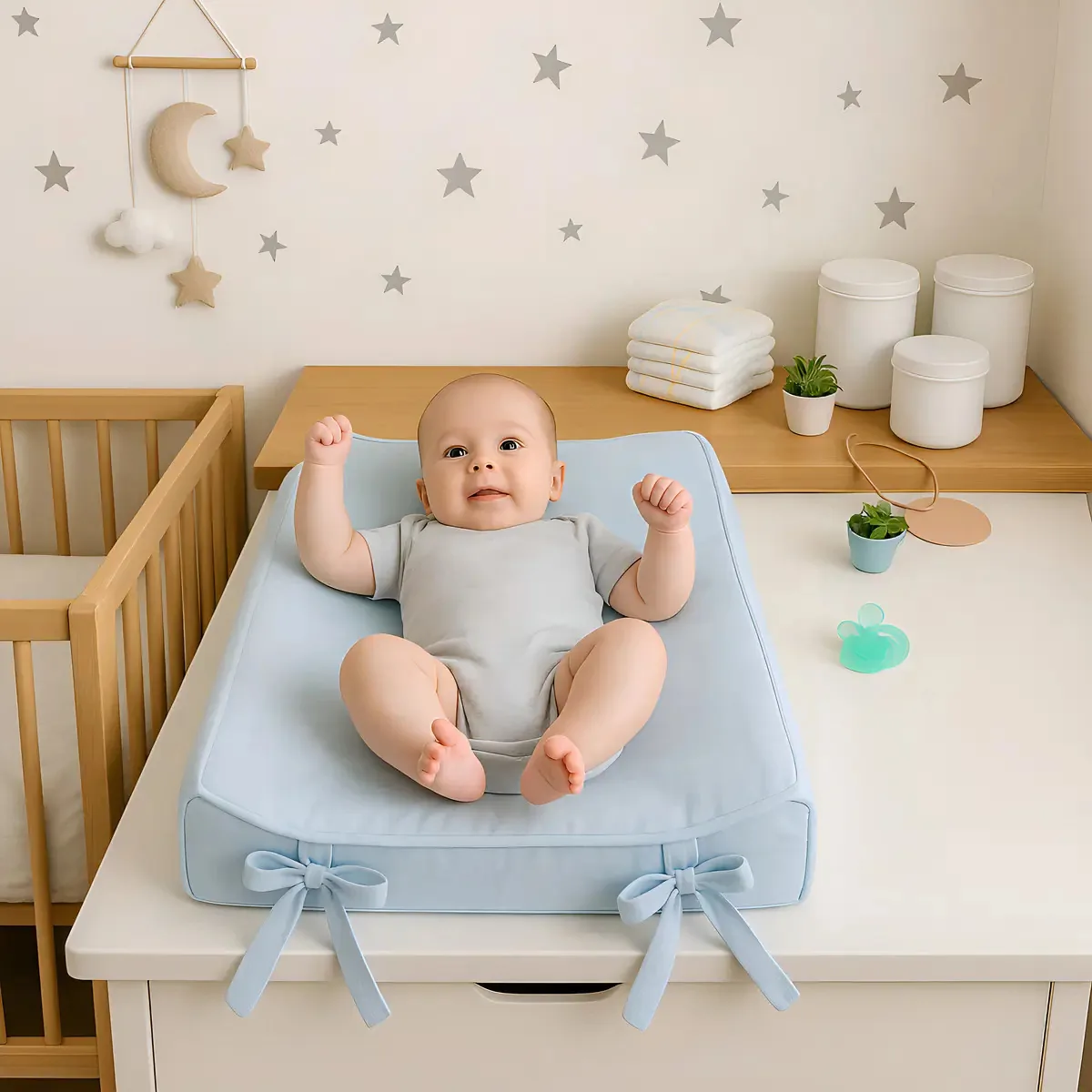 Trocador De Comoda Anatomico Bebê 55x40 Plastificado Grosso Cor Azul-claro