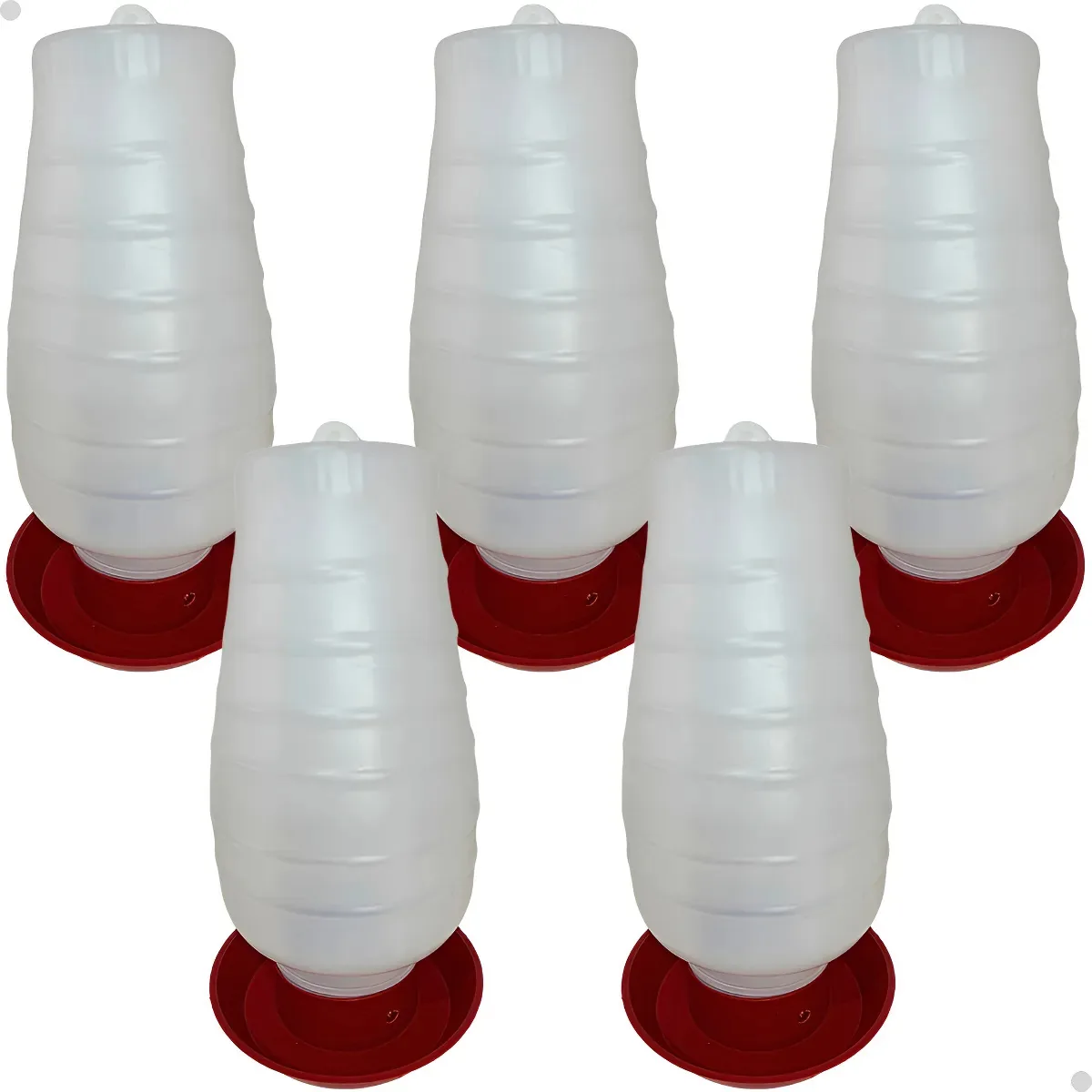 Kit 5 Bebedouros Automáticos Aves Granja Galinheiro 5 Litros Vermelho
