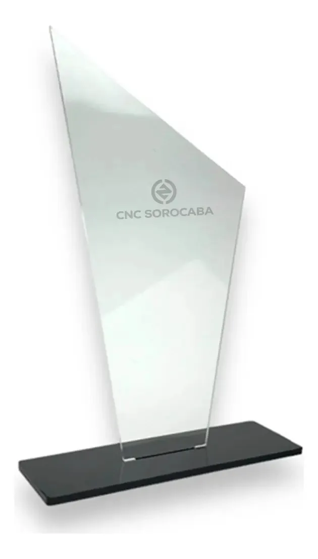 Kit 10 Troféu Acrilico Cristal 2mm 10x18cm C/base Preta