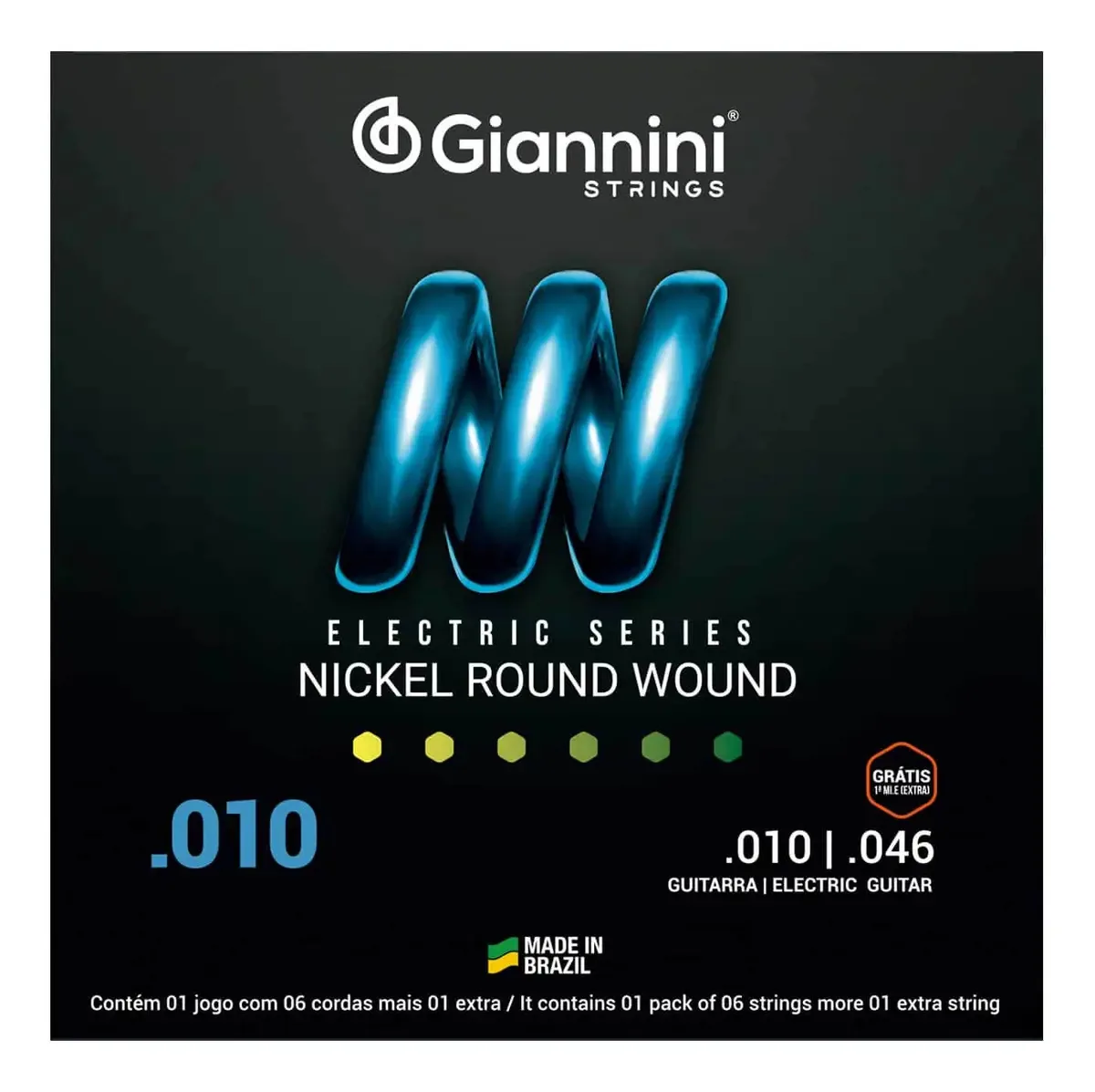 Cordas Giannini 010 Para Guitarra Níquel Round Wound
