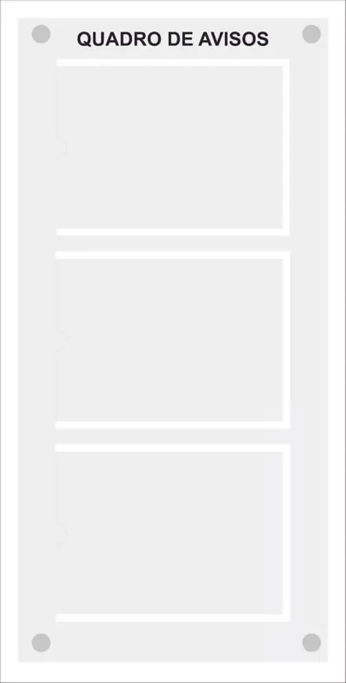 Quadro De Aviso E Gestão H Com 3 Displays A4 Acrílico Branco