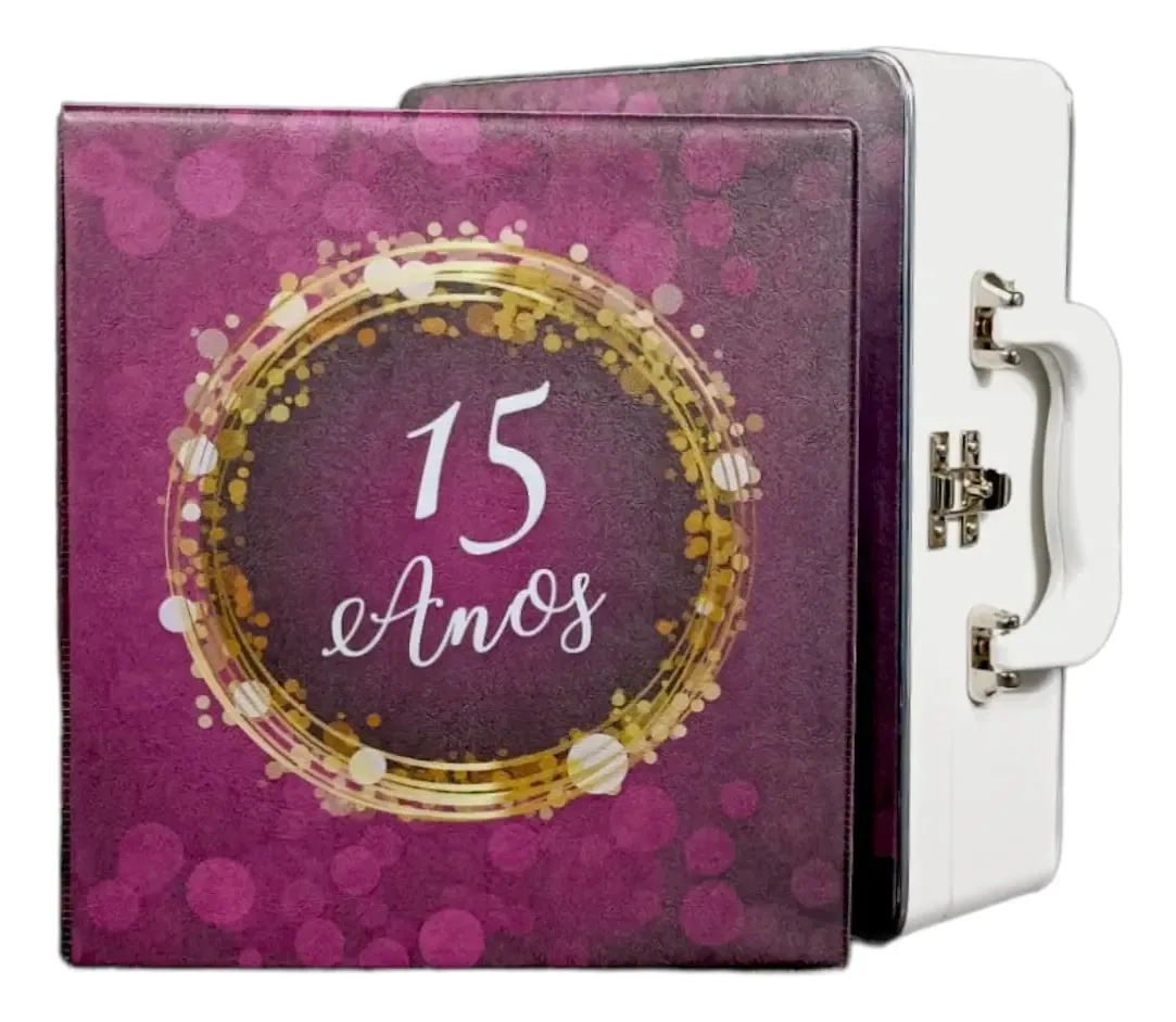 Álbum De Fotos Maleta 15 Anos Bordô Para 120 Fotos 15x21