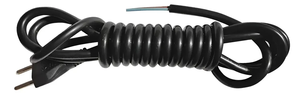 Cabo De Força 3m 2x1,00mm 10a (para Secadores De Cabelo) Cor Preto